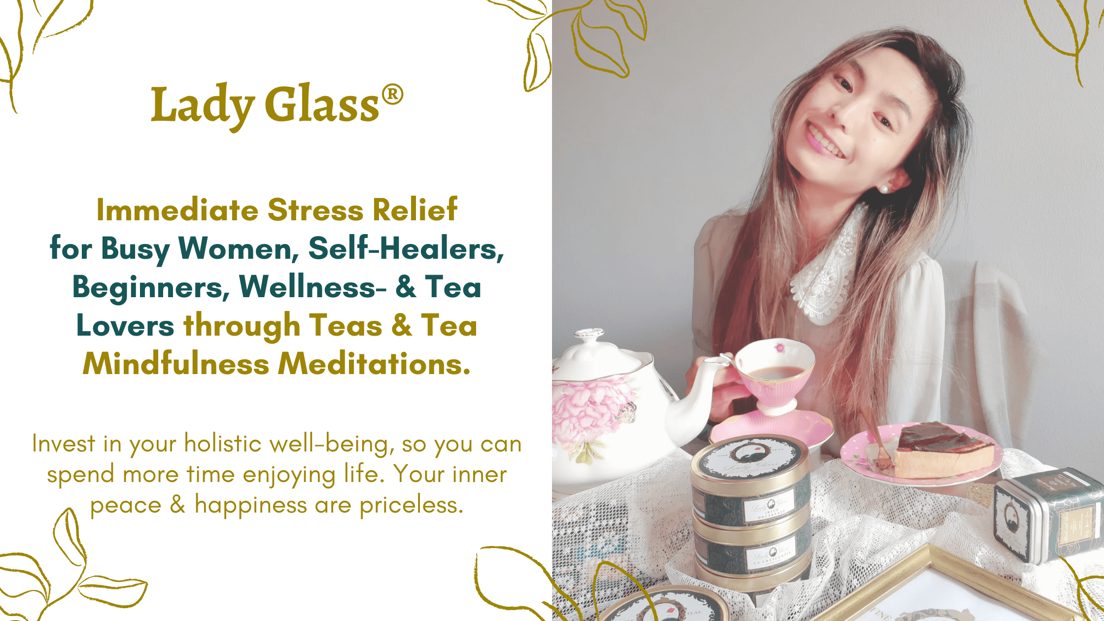 Stress relief and holistic health through tea meditation & mindfulness meditations